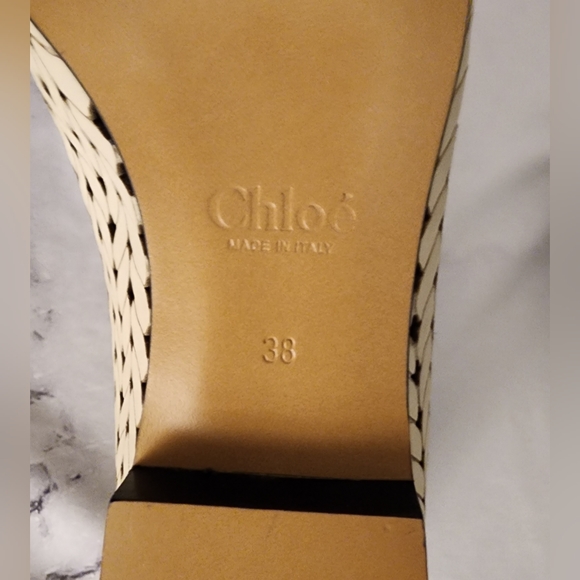 Chloe Logo Hardware Loafer White Cream Pink Corvette Perforated Leather 38EU - Picture 11 of 14